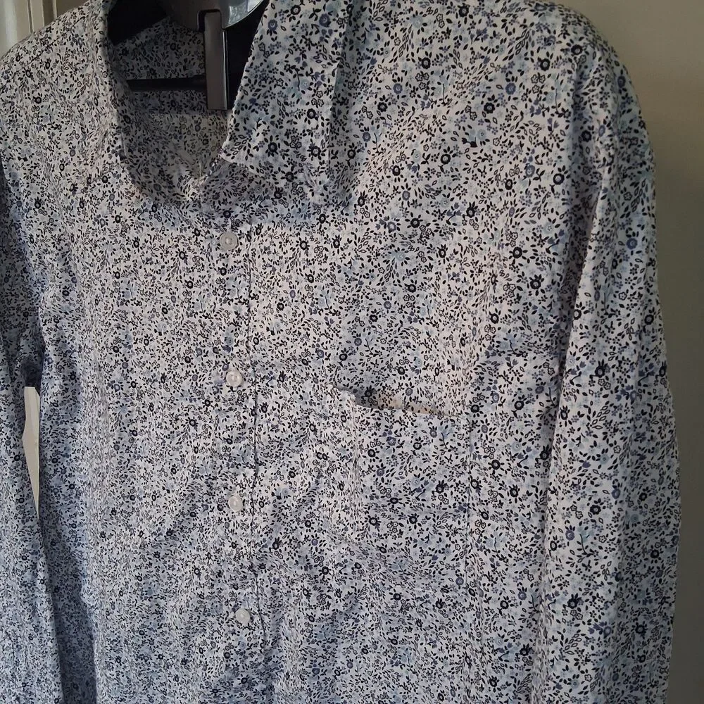 J Crew Men's Long Sleeve Micro-Floral Button-Down Shirt XXL Elevated Casual Prep